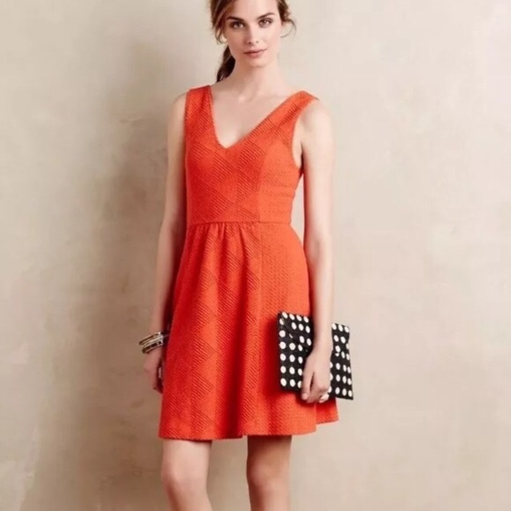Anthropologie Maeve orange dress
